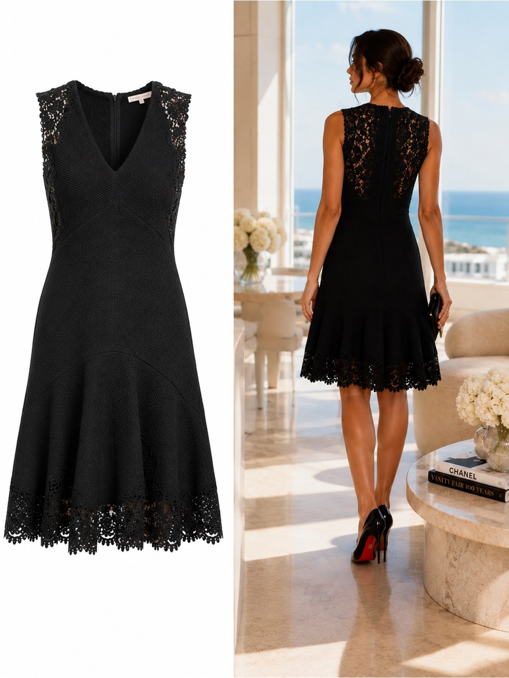 Rebecca Taylor Eliza Black Lace Cocktail Dress Size 6 Textured Designer Evening